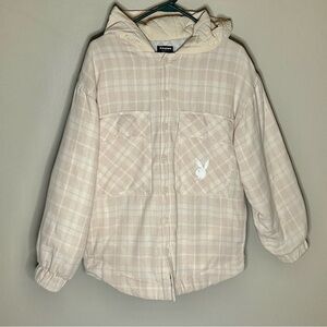 Pacsun x Playboy Ex-Boyfriend Plaid Shacket Pink/White S/M